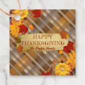 Fallpumpen und -folien auf Kariertem Erntedank Geschenkanhänger (Vorderseite)