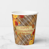 Fallpumpen und -folien auf Kariertem Erntedank Pappbecher (Rückseite)