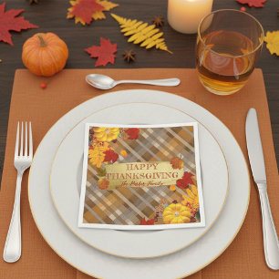 Fallpumpen und -folien auf Kariertem Erntedank Serviette