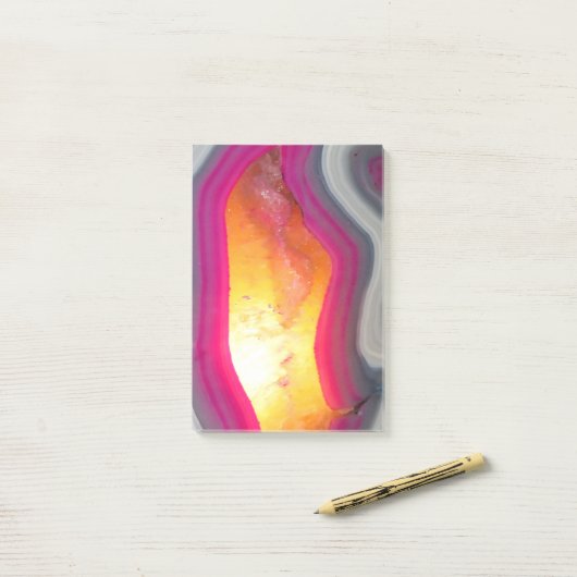 Fallrosa Geode Glow Post-it Klebezettel (Auf Schreibtisch)