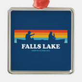 Falls Lake North Carolina Canoe Ornament Aus Metall (Vorne)