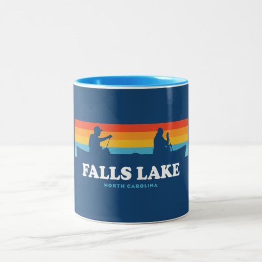 Falls Lake North Carolina Canoe Zweifarbige Tasse (Mittel)