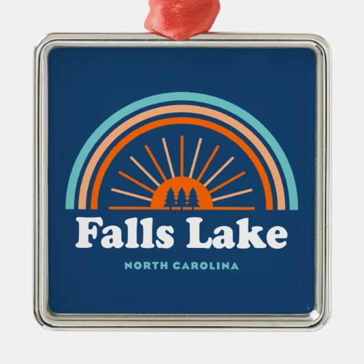 Falls Lake North Carolina Rainbow Ornament Aus Metall (Vorne)