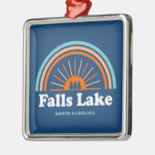 Falls Lake North Carolina Rainbow Ornament Aus Metall (Links)