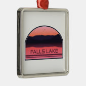Falls Lake North Carolina Red Sunrise Ornament Aus Metall (Rechts)
