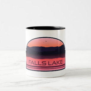 Falls Lake North Carolina Red Sunrise Zweifarbige Tasse