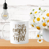 Falls Leer gefunden wurde, bitte nachfüllen Kaffeetasse
