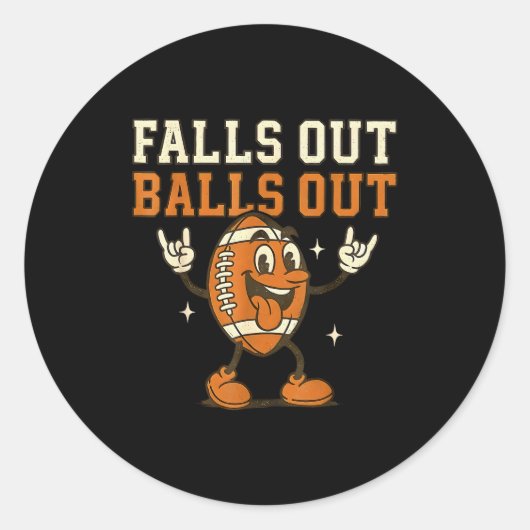 Falls Out Out Touchdown Football Game Day Boys Gir Runder Aufkleber (Vorderseite)