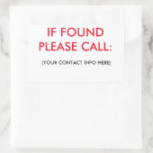 FALLS SIE SICH EINGESTELLT HABEN, RUFEN SIE BITTE  RECHTECKIGER AUFKLEBER (Tasche)