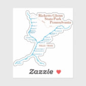 Falls Trail Map 3"x3" Aufkleber (Blatt)