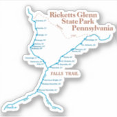 Falls Trail Map 3"x3" Aufkleber (Vorderseite)