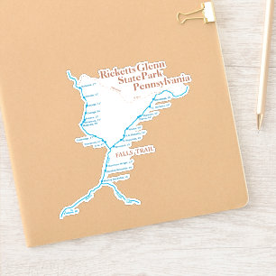 Falls Trail Map 6"x6" Aufkleber