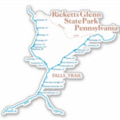 Falls Trail Map 6"x6" Aufkleber (Vorderseite)