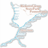 Falls Trail Map 8"x8" Aufkleber (Vorderseite)