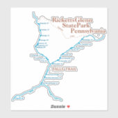 Falls Trail Map 8"x8" Aufkleber (Blatt)