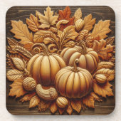 Fallsaison Pumpkins und Blätter Getränkeuntersetzer (Vorderseite)
