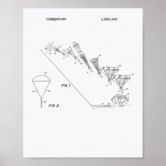 Fallschirm 1974 Patentart - Weißbuch Poster (Vorne)