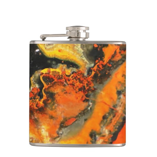 Fallschirmdrehte Orange Stones Flachmann (Vorderseite)