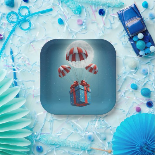 Fallschirme liefern ein Weihnachtsgeschenk Pappteller (Party)