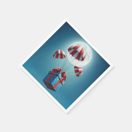 Fallschirme liefern ein Weihnachtsgeschenk Serviette (Ecke)