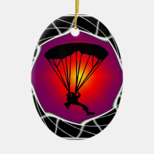 FALLSCHIRMSPRINGEN BEREIT KERAMIKORNAMENT (Vorne)