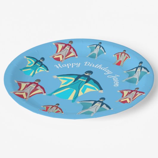 Fallschirmspringen Pappteller (Schrägansicht)