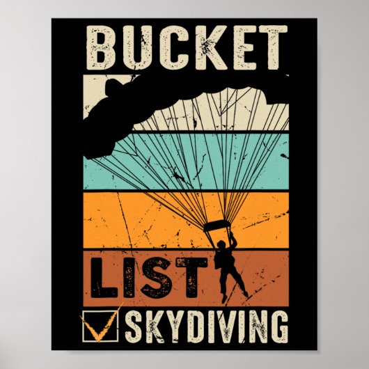 Fallschirmspringen Skydiver Instructor Bucket List Poster (Vorne)