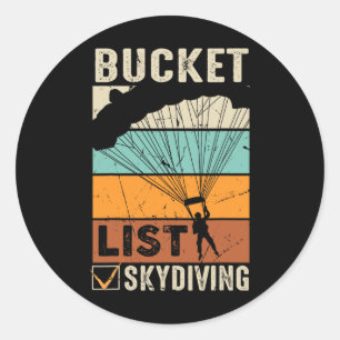 Fallschirmspringen Skydiver Instructor Bucket List Runder Aufkleber