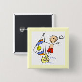 Fallschirmspringen-Stickfigur Button (Vorne & Hinten)
