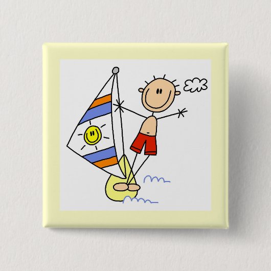 Fallschirmspringen-Stickfigur Button (Vorderseite)