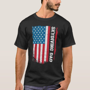 Fallschirmspringender Papa Amerika US-Flagge Patri T-Shirt