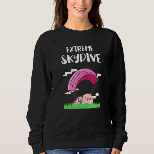 Fallschirmspringendes Schwein Erstes Mal Springen Sweatshirt (Vorderseite)