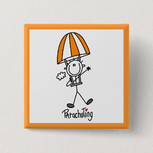 Fallschirmspringer-Strichmännchen Button