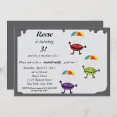Fallschirmtropfen-Monstergeburtstag invitation-1 Einladung (Vorne/Hinten)