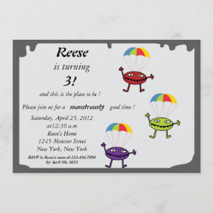 Fallschirmtropfen-Monstergeburtstag invitation-1 Einladung