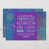 FALLSTARS & SQUARES Bar Bat Mitzvah Einladung (Vorne/Hinten)