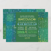 FALLSTARS & SQUARES Bar Bat Mitzvah Einladung (Vorne/Hinten)