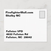 Fallston Firefighter Postcard Postkarte (Rückseite)