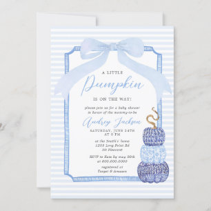 Fällt Blaue Chinoiserie Blaue Kürbis-Baby-Party-Ei Einladung