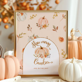 Fällt floraler Goldfolienkürbis wie viele Bonbons Poster