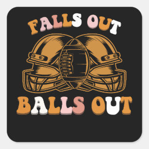 Fällt raus Bälle raus Fußball Retro Herbst Vintage Quadratischer Aufkleber