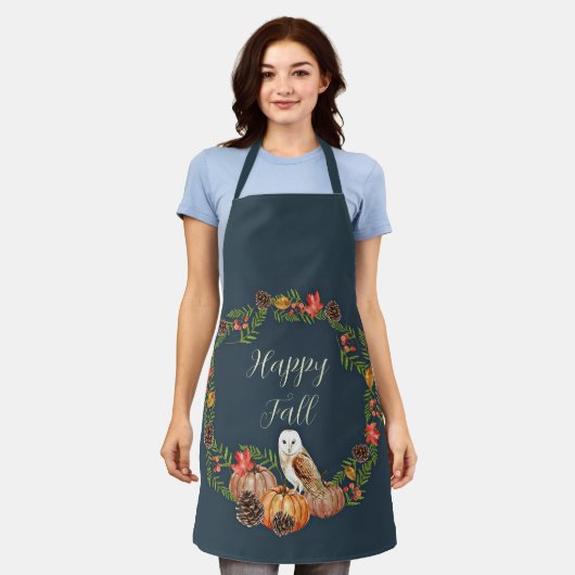 Falluhu und Kürbisse mit anpassbarem Text Schürze (Getragen)
