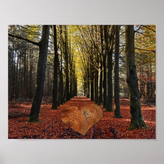 Fallweg Waldzweig Weg Liebe Herz Poster (Vorne)