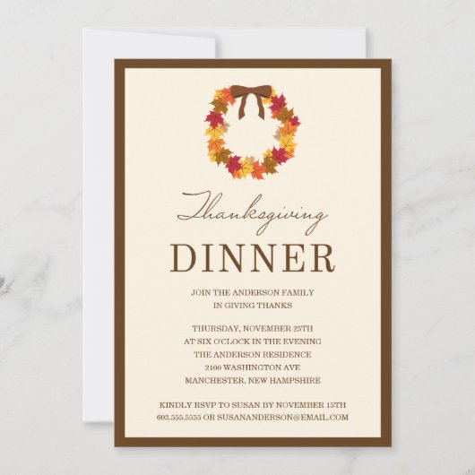 FALLWREATH IM ERNTEDANK-ABENDESSEN BROWNS %PIPE% EINLADUNG (Vorderseite)