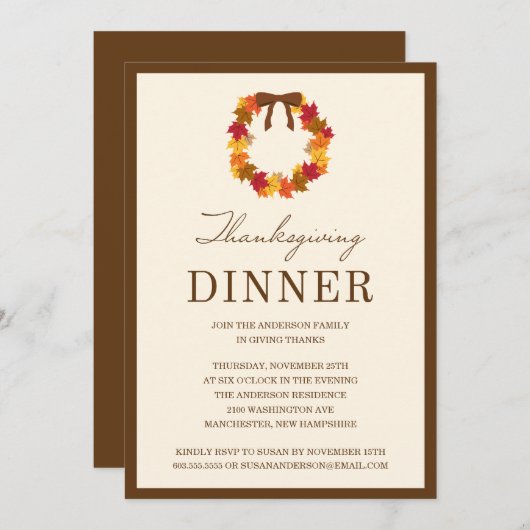 FALLWREATH IM ERNTEDANK-ABENDESSEN BROWNS %PIPE% EINLADUNG (Vorne/Hinten)