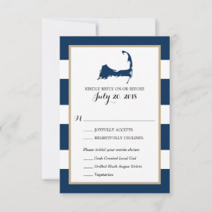 Falmouth Cape Cod mit Herz   RSVP-Menü Hochzeiten RSVP Karte