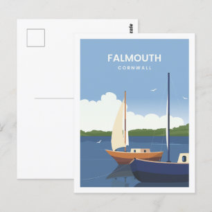 Falmouth Cornwall England Reiseillustration Postkarte