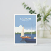 Falmouth Cornwall England Travel Illustration Postkarte (Stehend Vorderseite)