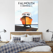 Falmouth Cornwall Reiseposter für Fischereifahrzeu Leinwanddruck (Insitu (Schlafzimmer))