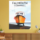 Falmouth Cornwall Reiseposter für Fischereifahrzeu Leinwanddruck (Insitu (Wohnzimmer))